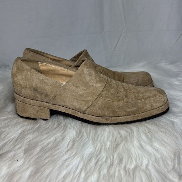Stephane Kelian Paris Women's Vintage Pale Tan Suede Slip On Loafers Sz 10 - Picture 4 of 6